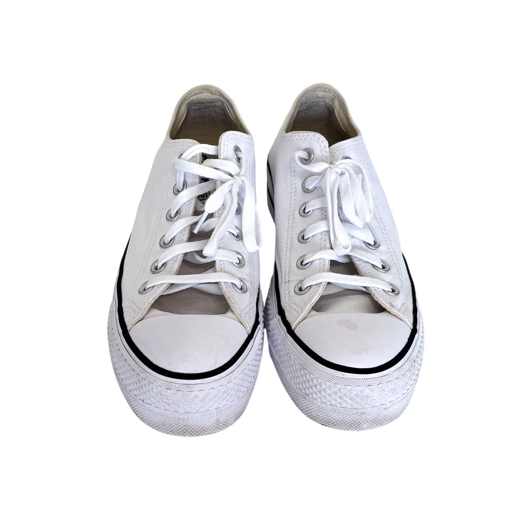 Converse Womens Chuck Taylor All Star Platform Sneakers 9 White Canvas Low Top - Picture 2 of 8